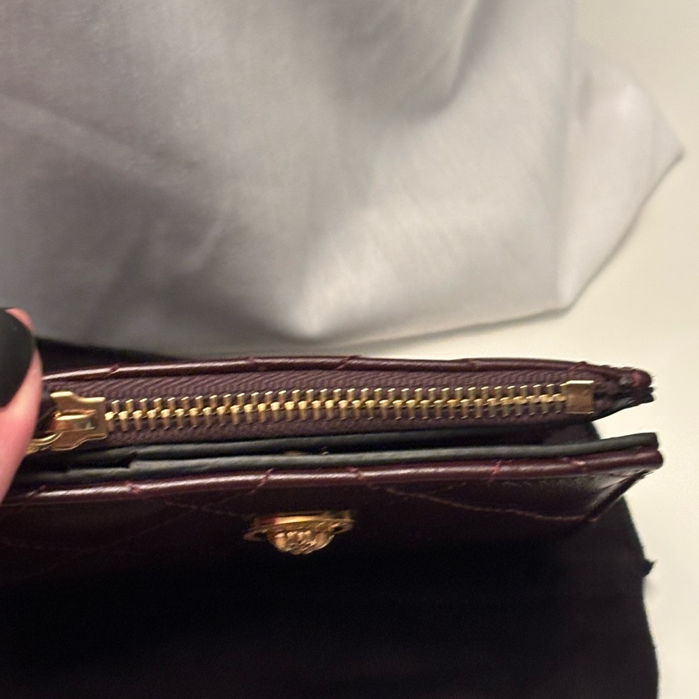 Versace Burgundy Quilted Wallet with Gold Medusa - Picture 4 of 11